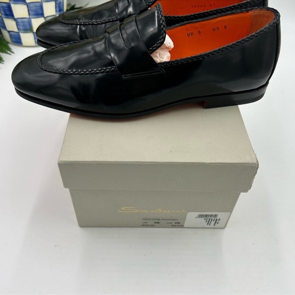 Men’s Santoni leather penny loafers size 9 made in Italy cobbler soles - Picture 2 of 10